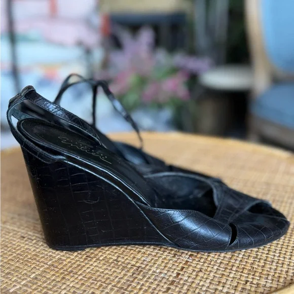 Black Wedge Sandals - Picture 9 of 11